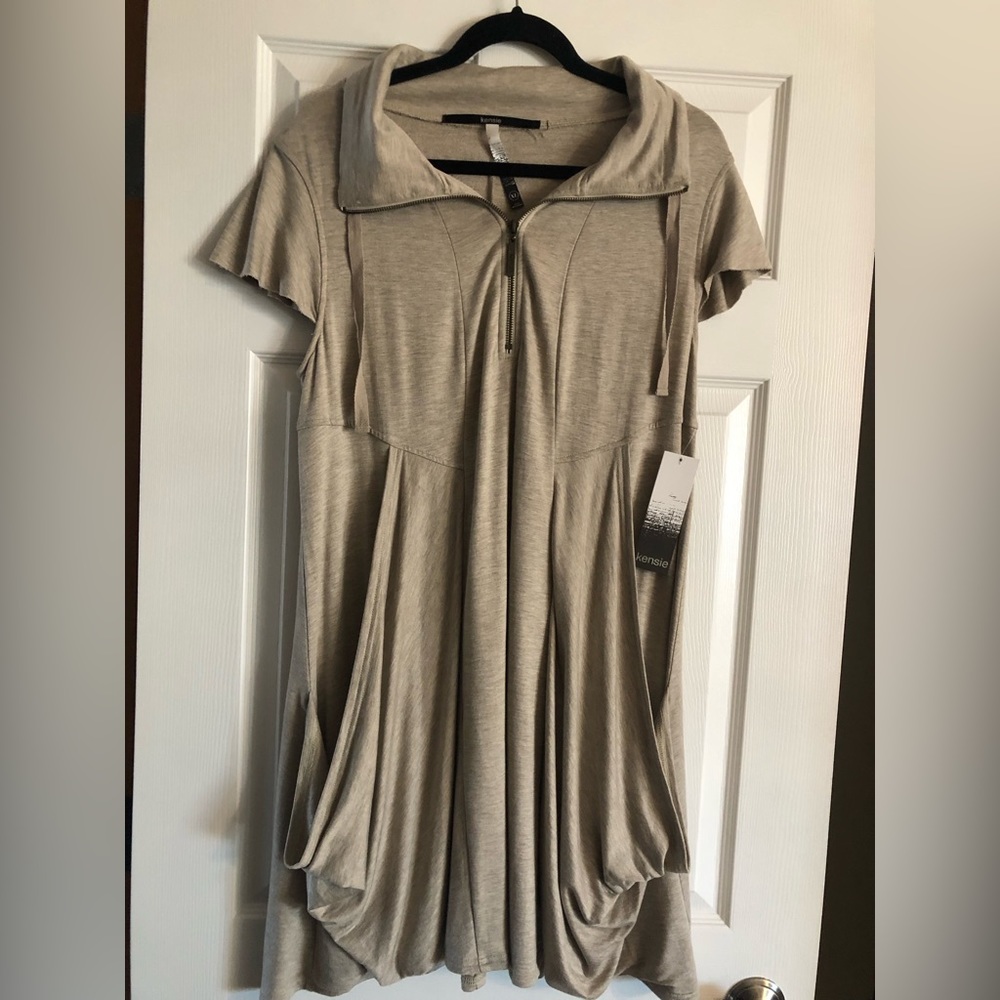 Kensie bone color drapery dress XL